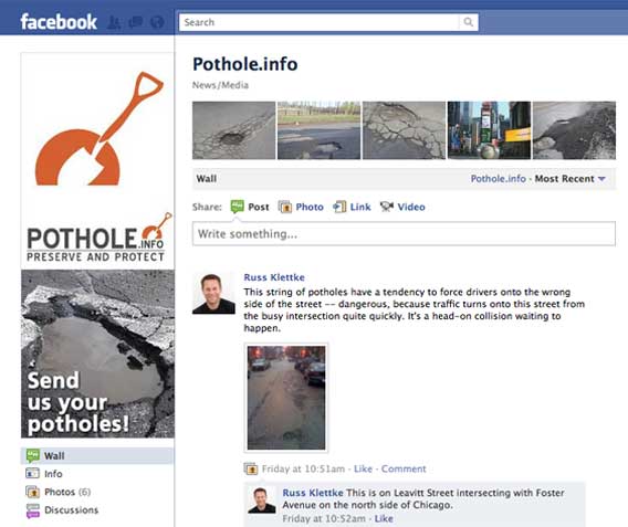 Show us your potholes on the Pothole.info Facebook page